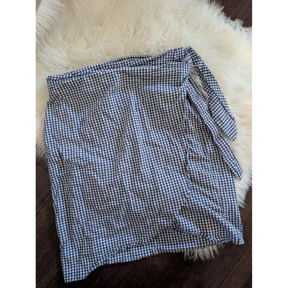 VETTA Capsule Wrap Skirt ONLY Navy Blue Gingham S Small